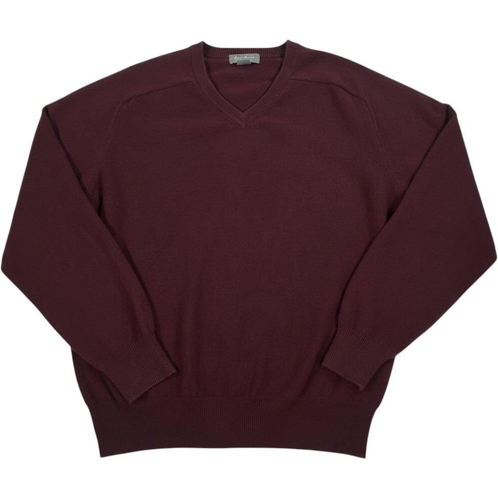 Daniel Cremieux Signature Collection 100% Cashmere V-Neck Sweater Burgundy XXL